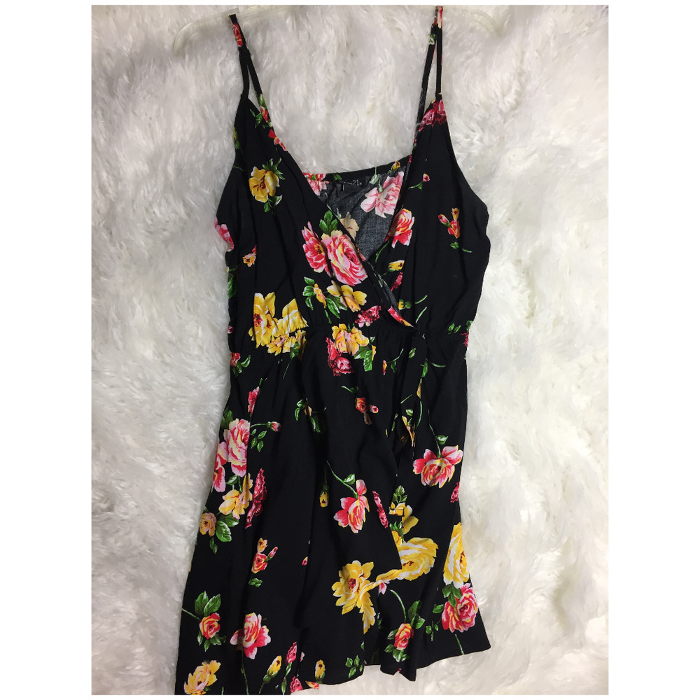 💜 Faux Wrap Black Floral Butterfly Dress XL